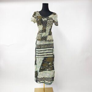 VINTAGE CHIFFON TWO PIECE TOP DRESS SET SIZE SMALL - FUNKY PATTERN WITH ZIPPER